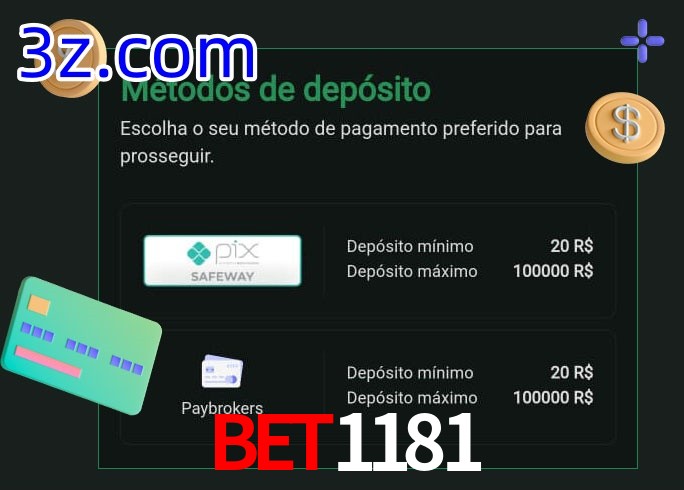 O cassino BET1181 oferece uma grande variedade de métodos de pagamento